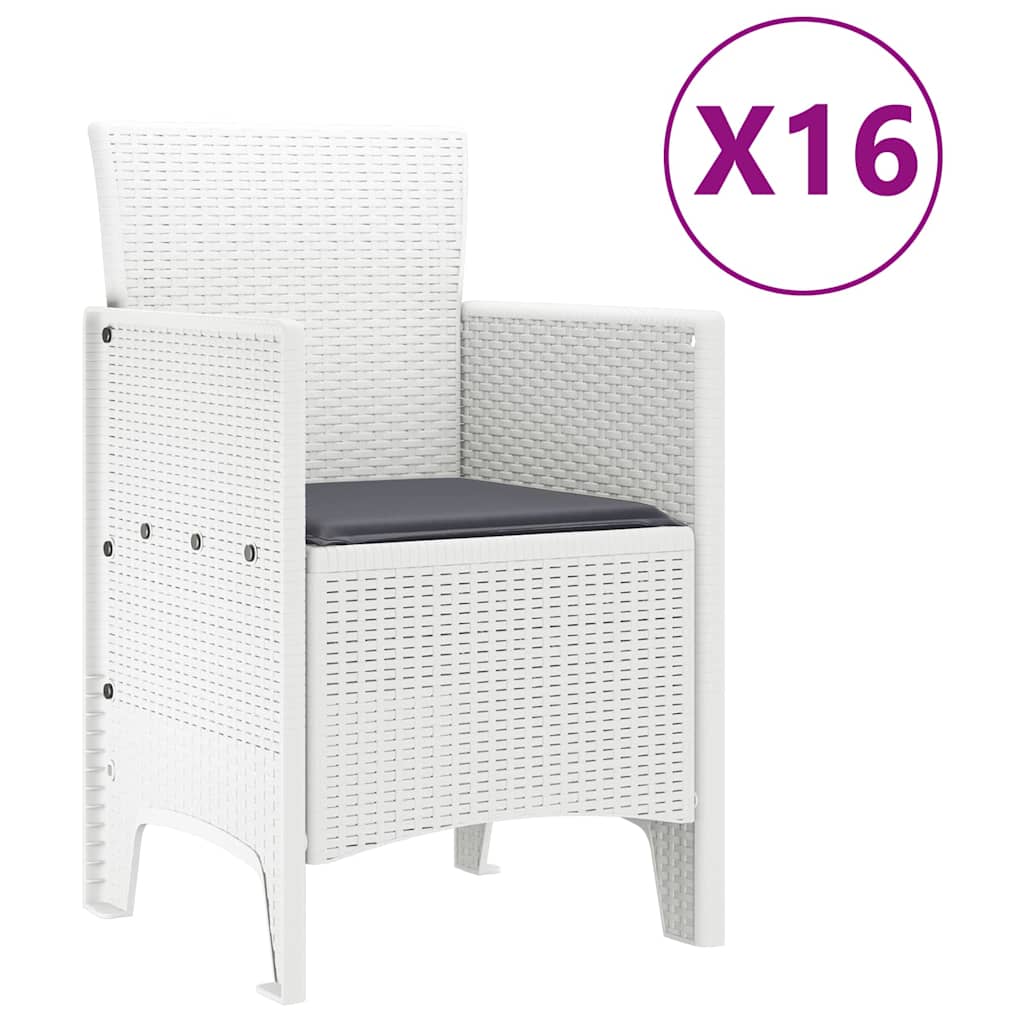 Garden Dining Set 17 pcs White Polt rattan