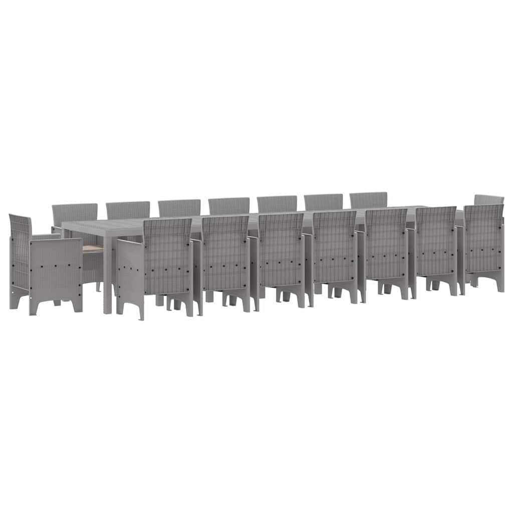 Garden Dining Set 17 pcs Light Grey Polt rattan