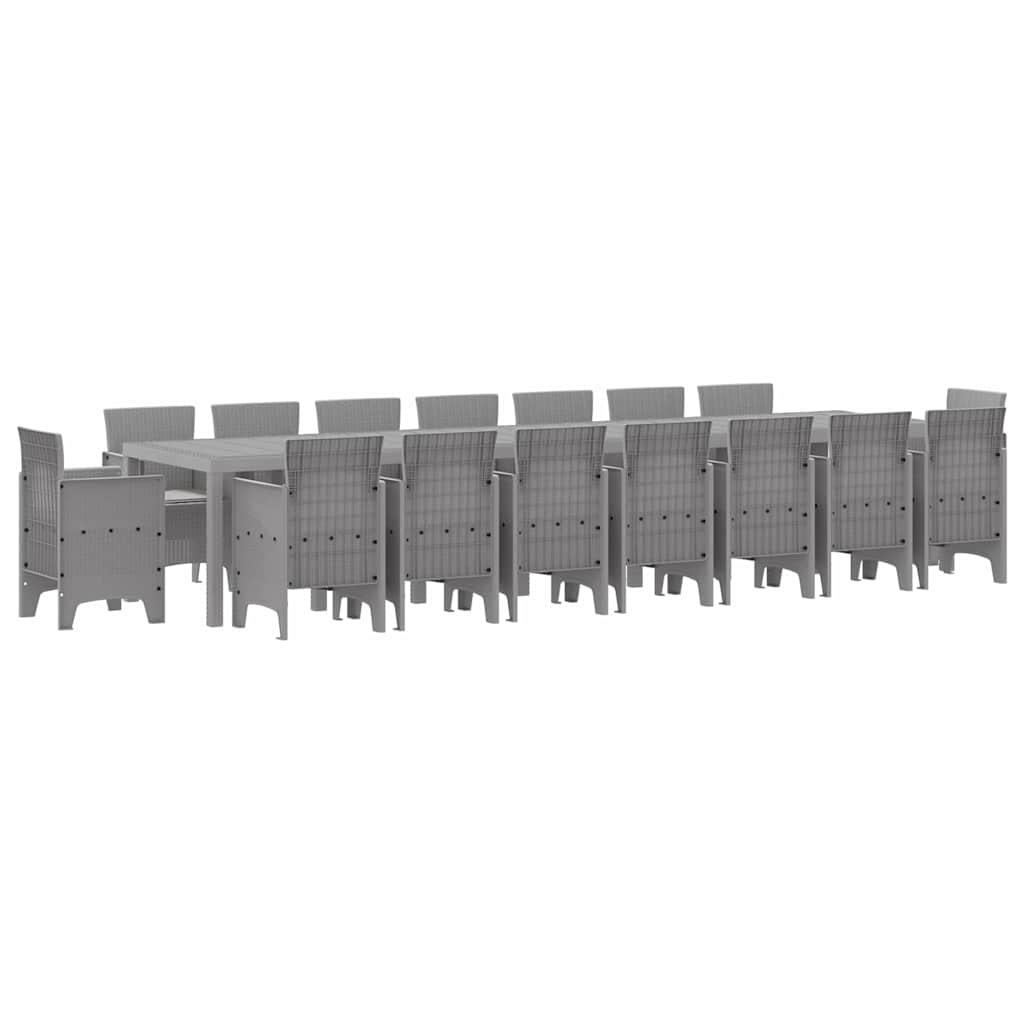 Garden Dining Set 17 pcs Light Grey Polt rattan