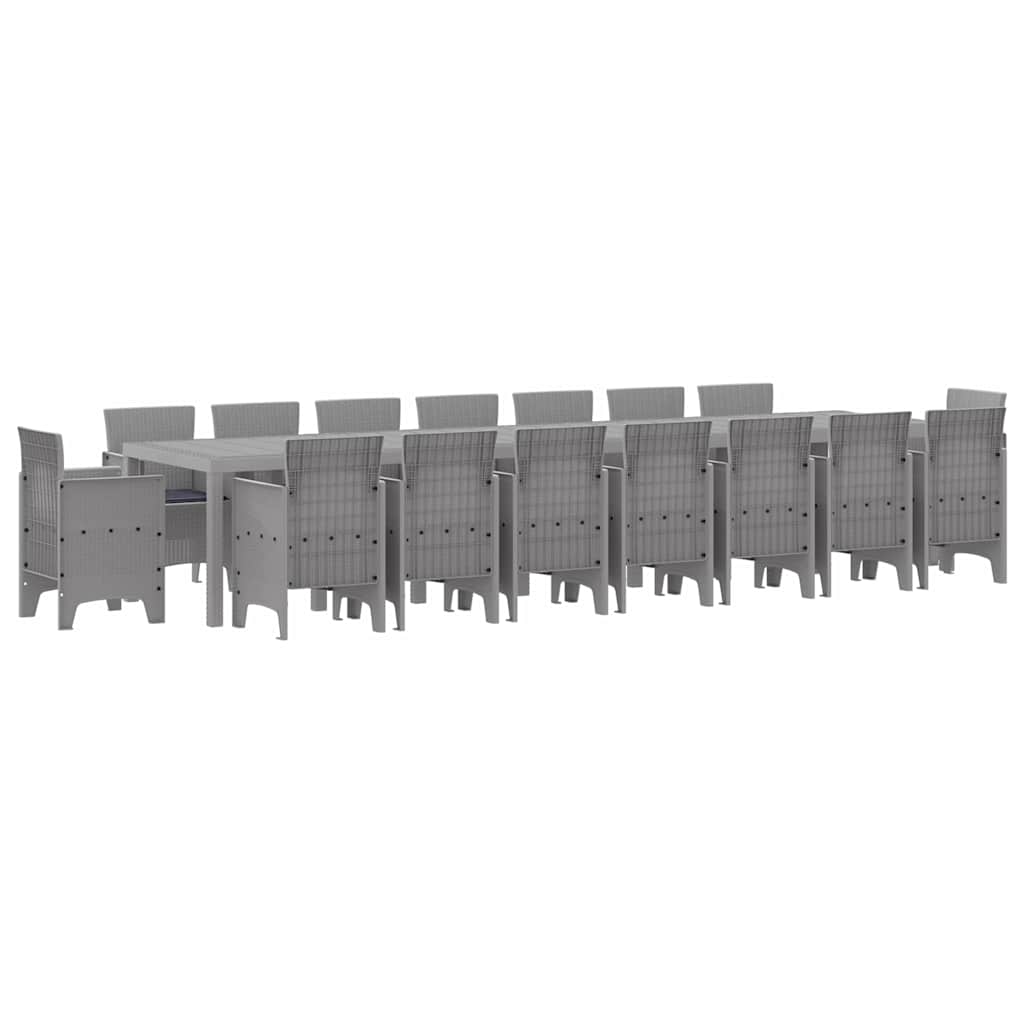 Garden Dining Set 17 pcs Light Grey Polt rattan