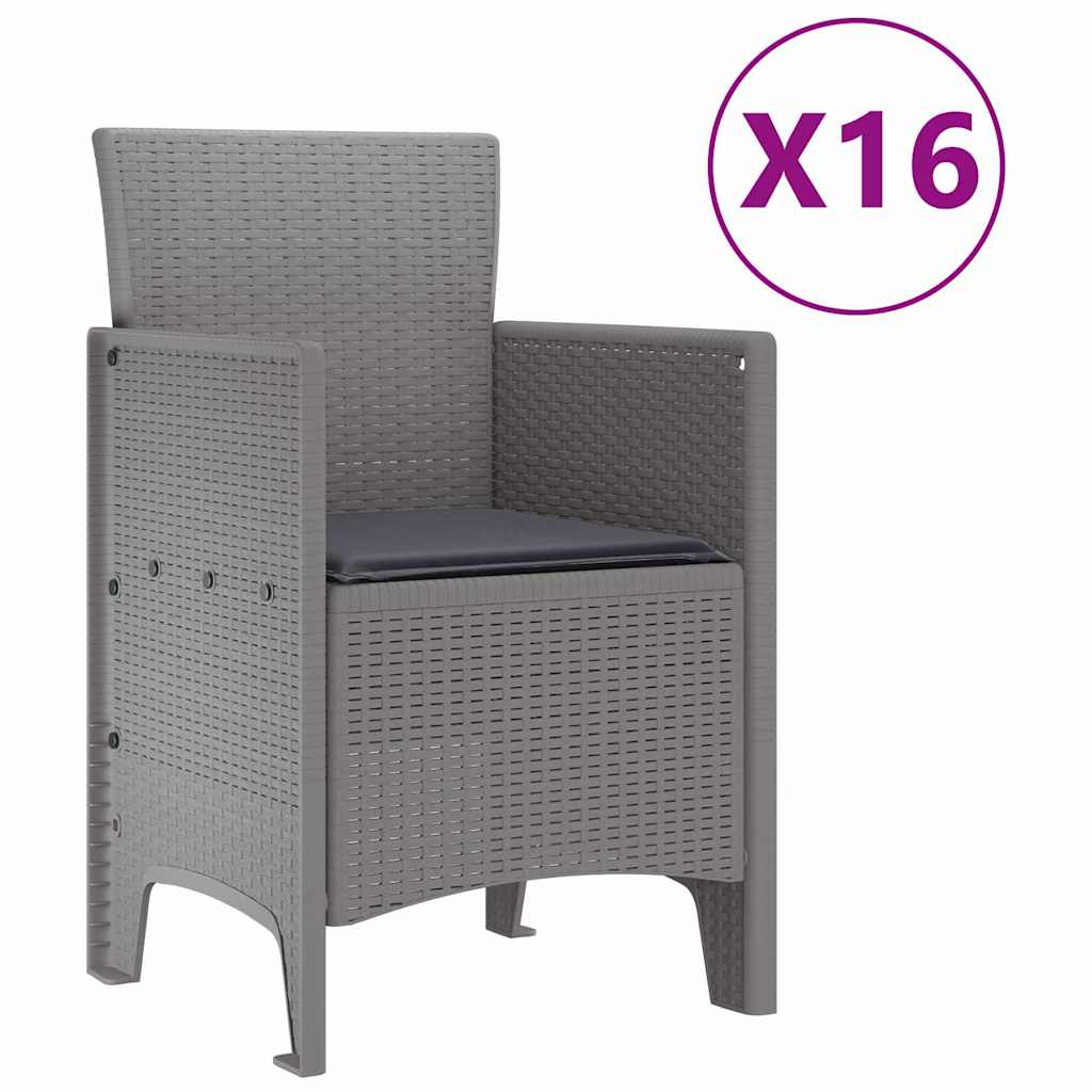 Garden Dining Set 17 pcs Light Grey Polt rattan