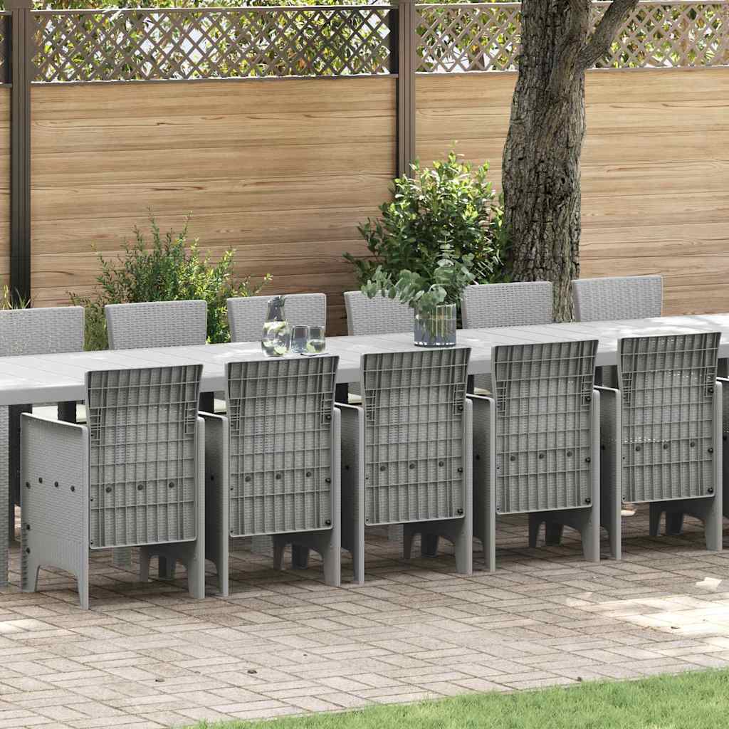 Garden Dining Set 17 pcs Light Grey Polt rattan