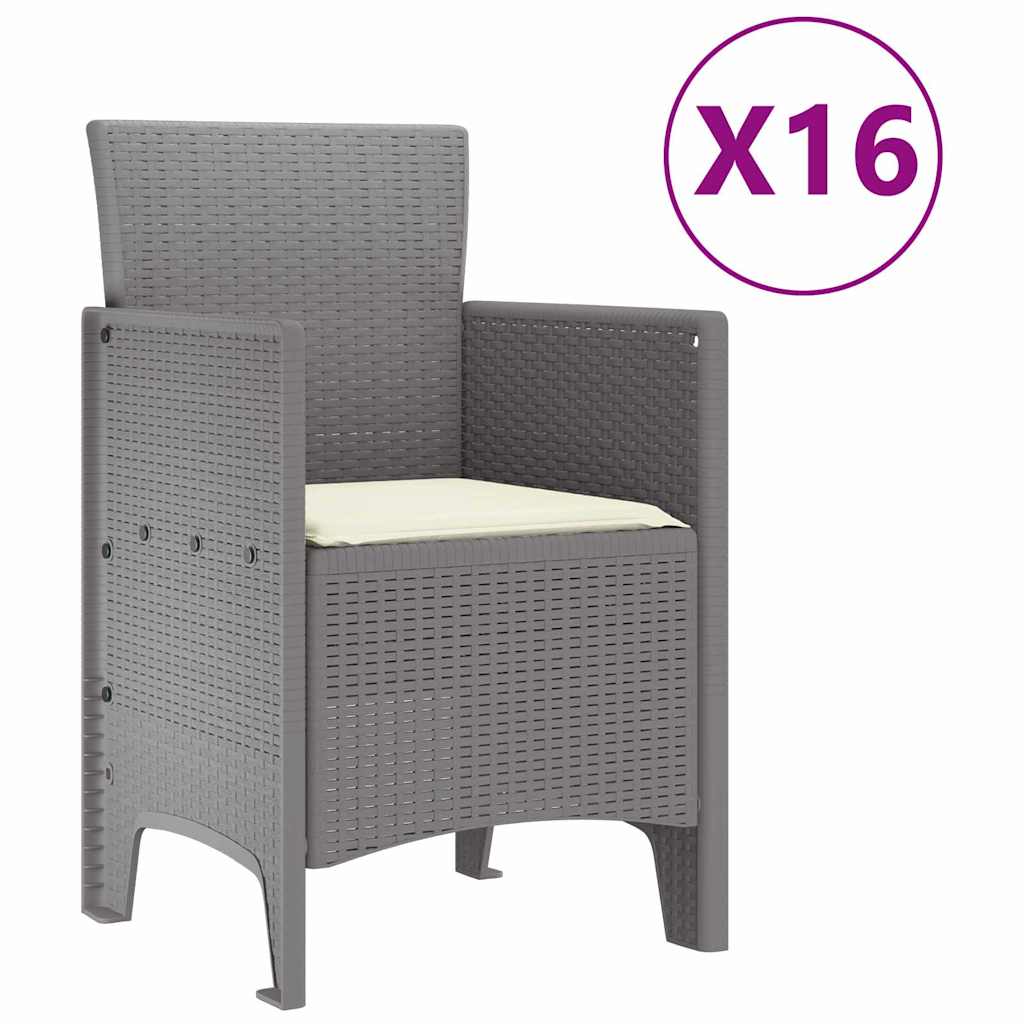 Garden Dining Set 17 pcs Light Grey Polt rattan