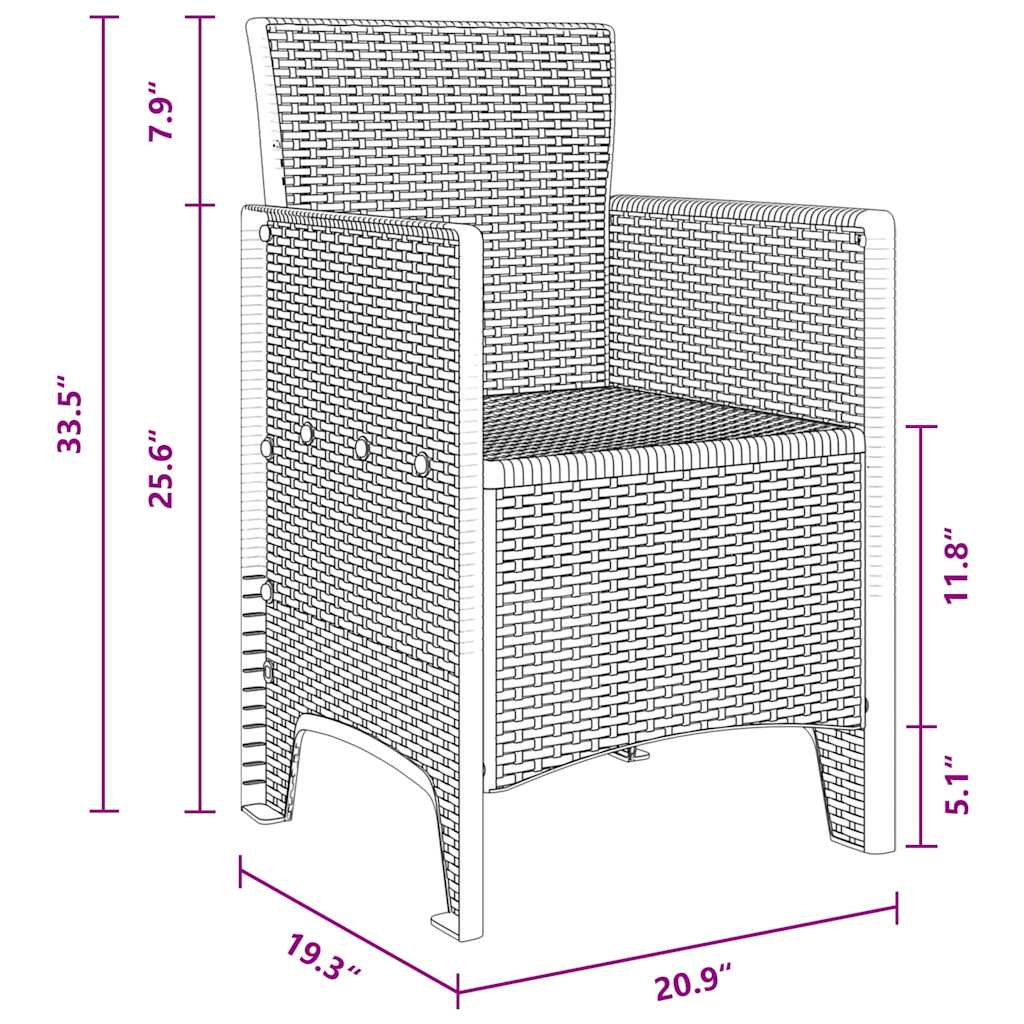 Garden Dining Set 3 pcs Anthracite Polt rattan