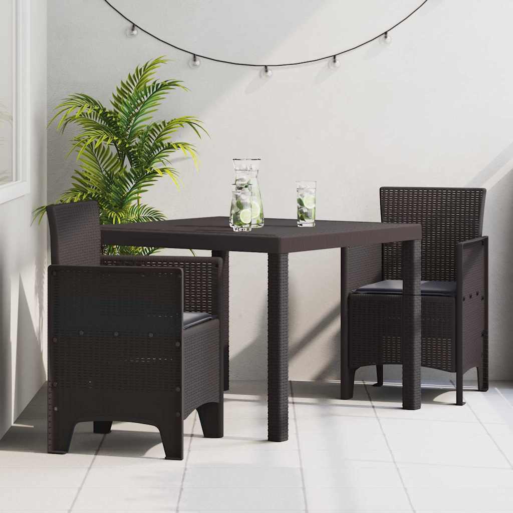 Garden Dining Set 3 pcs Brown Polt rattan