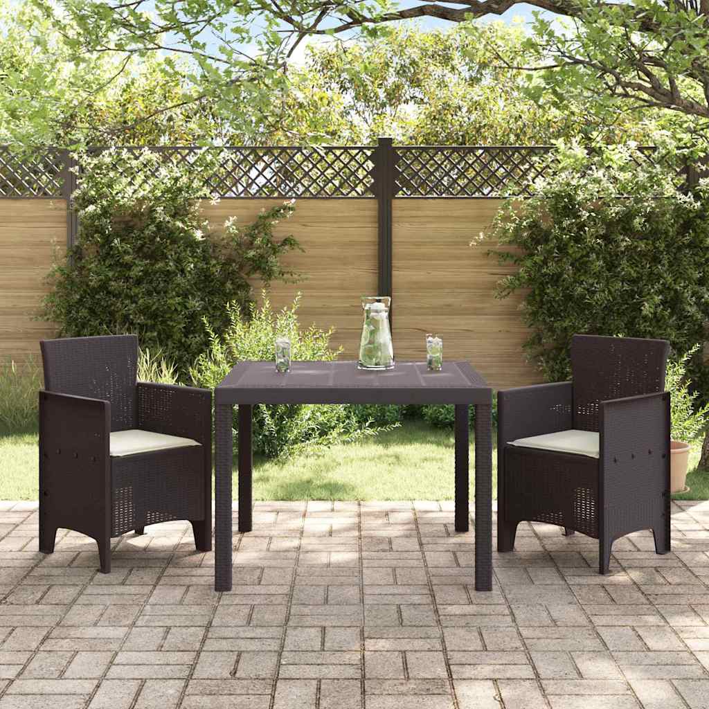Garden Dining Set 3 pcs Brown Polt rattan