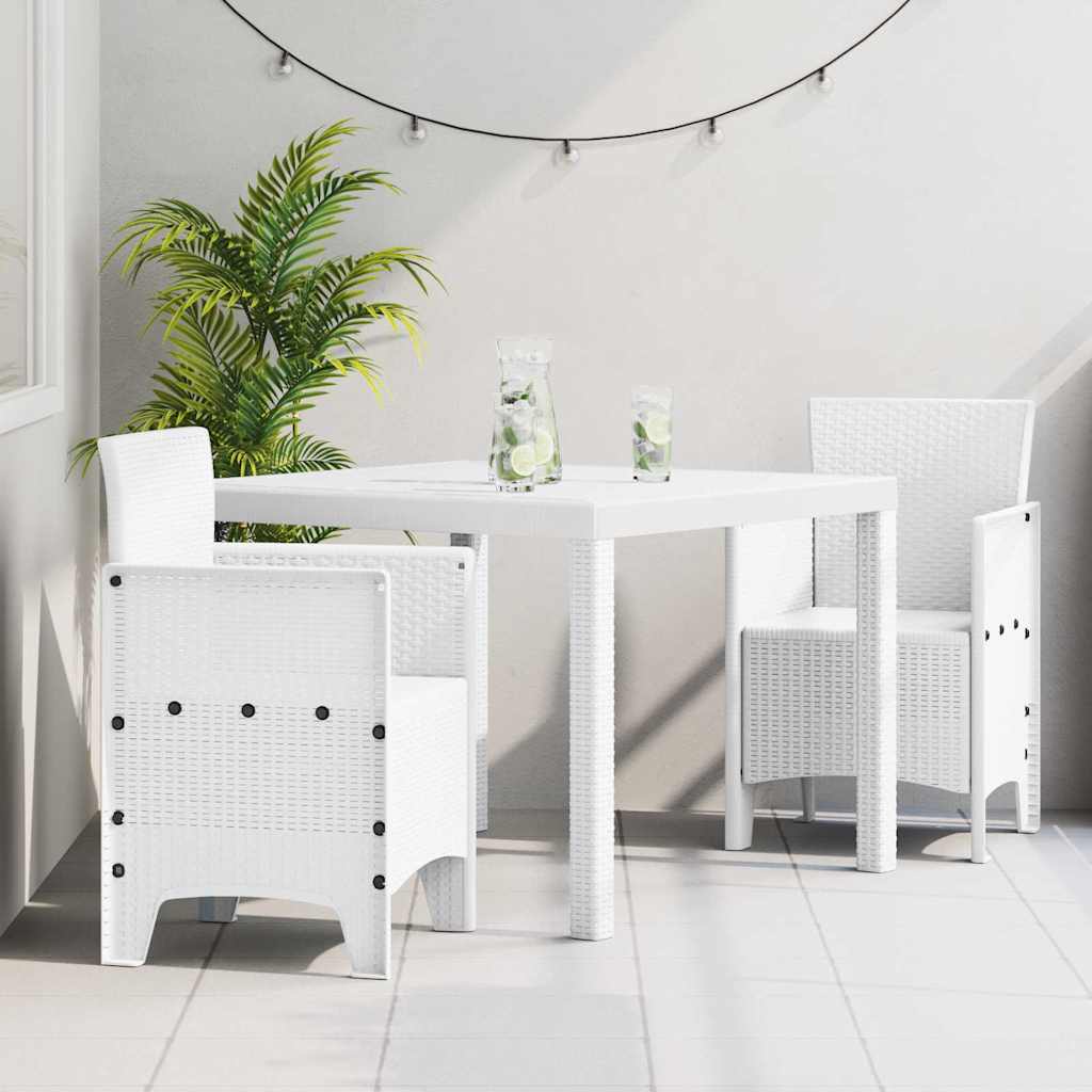 Garden Dining Set 3 pcs White Polt rattan
