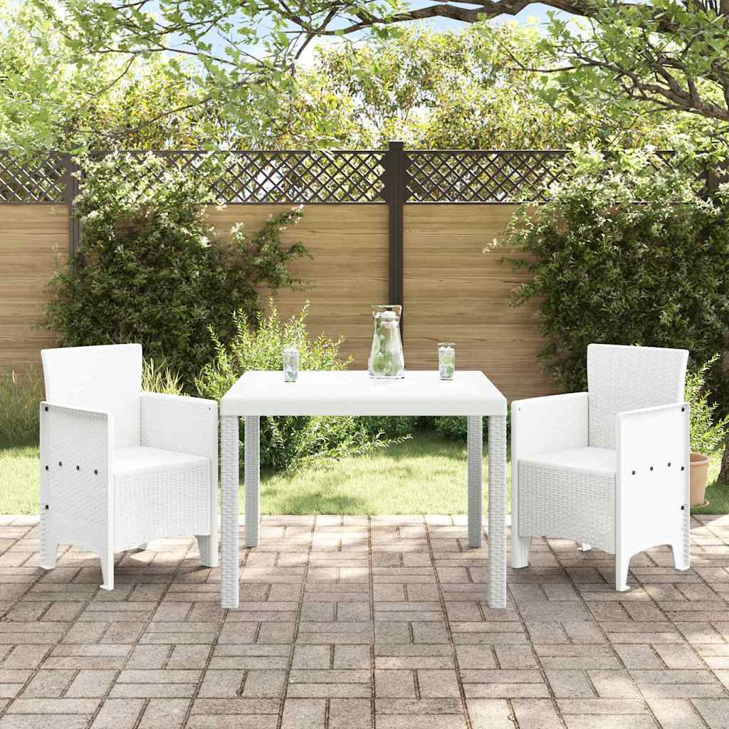 Garden Dining Set 3 pcs White Polt rattan