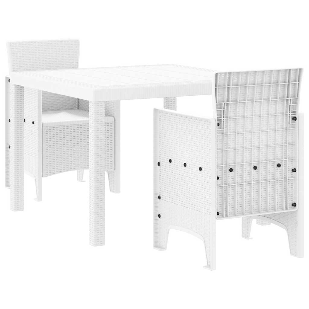 Garden Dining Set 3 pcs White Polt rattan