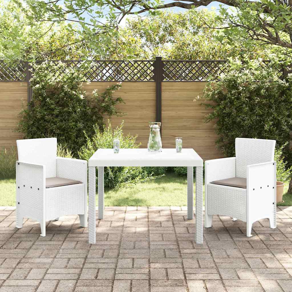 Garden Dining Set 3 pcs White Polt rattan