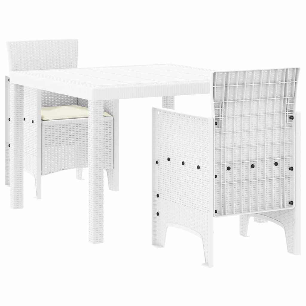 Garden Dining Set 3 pcs White Polt rattan