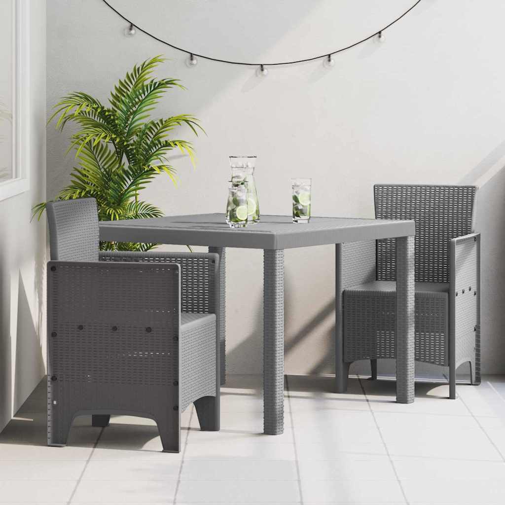 Garden Dining Set 3 pcs Light Grey Polt rattan