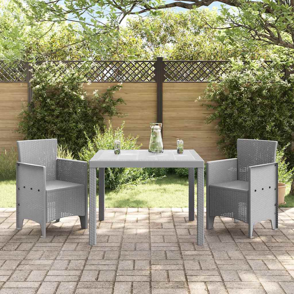 Garden Dining Set 3 pcs Light Grey Polt rattan