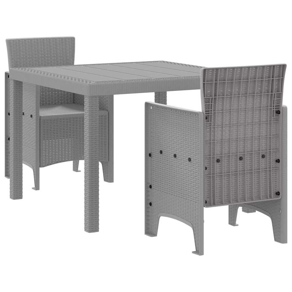 Garden Dining Set 3 pcs Light Grey Polt rattan