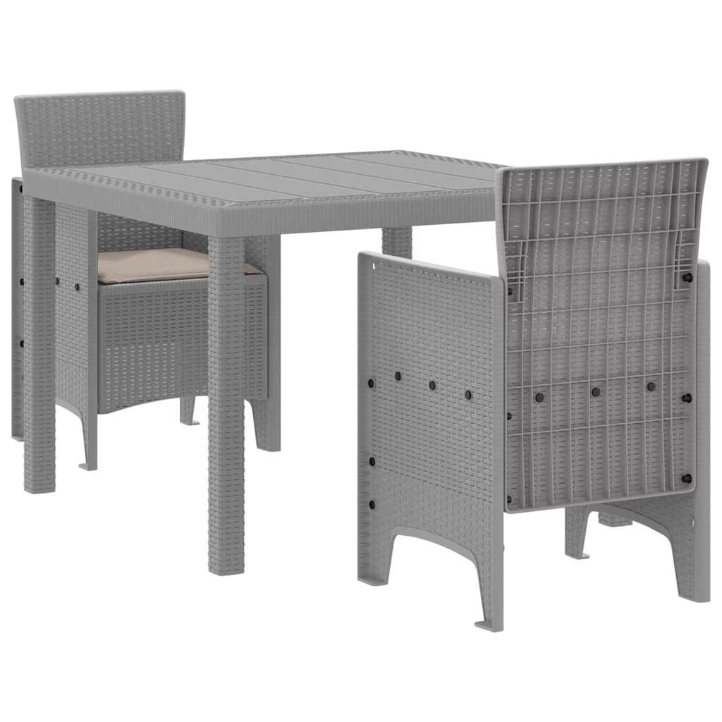 Garden Dining Set 3 pcs Light Grey Polt rattan