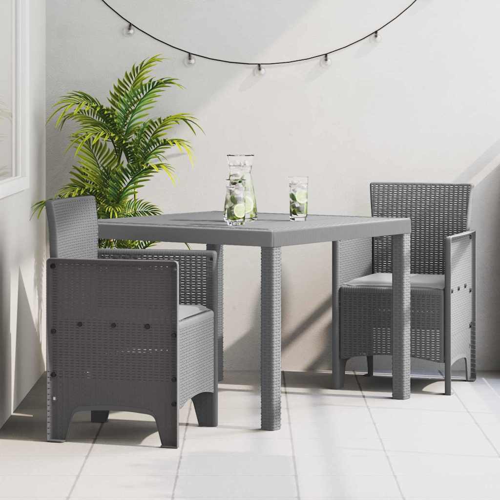 Garden Dining Set 3 pcs Light Grey Polt rattan