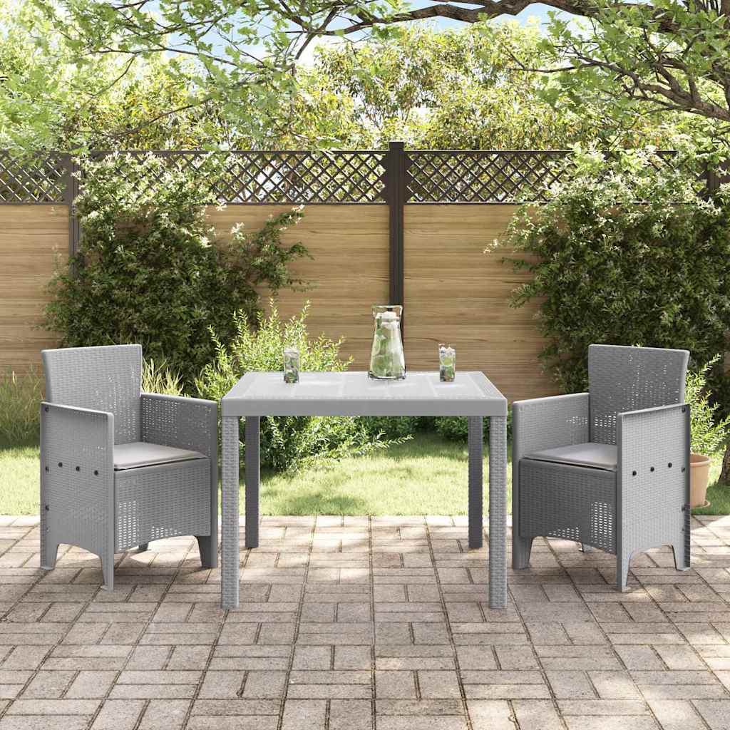 Garden Dining Set 3 pcs Light Grey Polt rattan