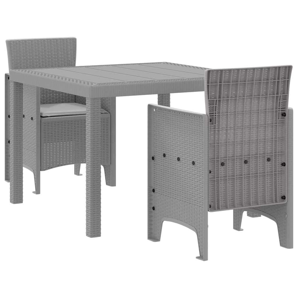 Garden Dining Set 3 pcs Light Grey Polt rattan