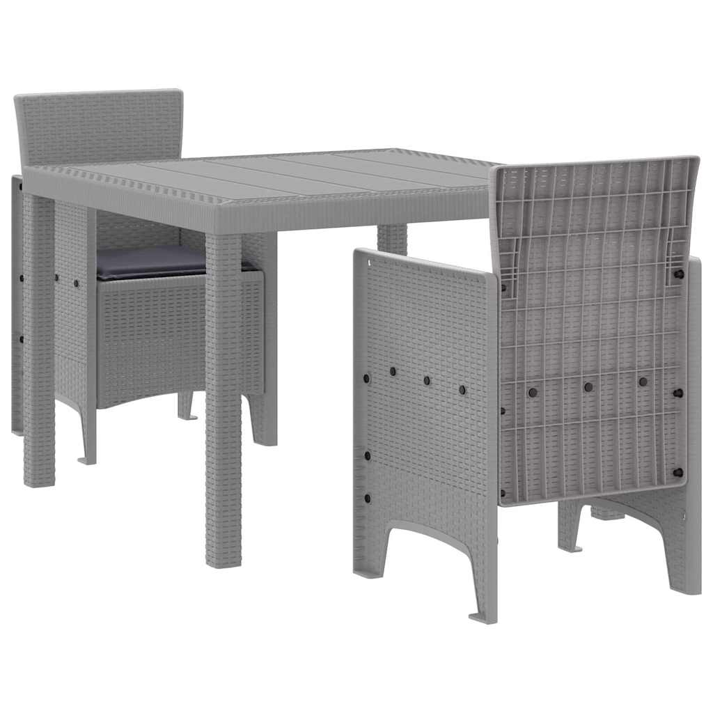 Garden Dining Set 3 pcs Light Grey Polt rattan