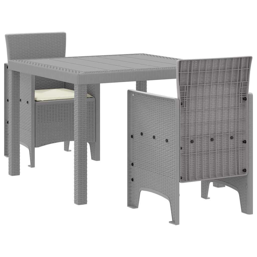 Garden Dining Set 3 pcs Light Grey Polt rattan