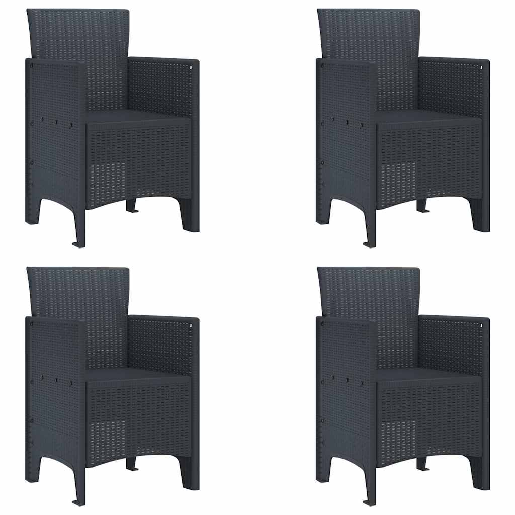 Garden Dining Set 5 pcs Anthracite Polt rattan