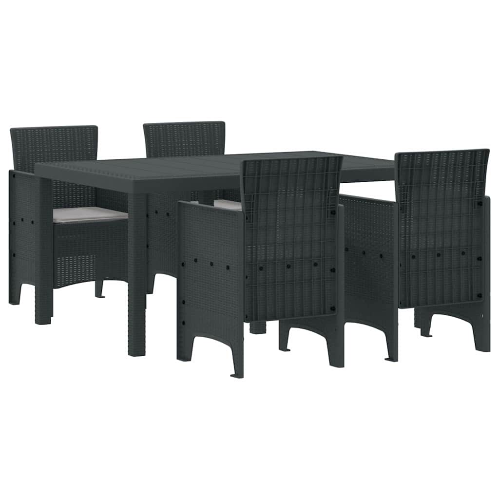 Garden Dining Set 5 pcs Anthracite Polt rattan