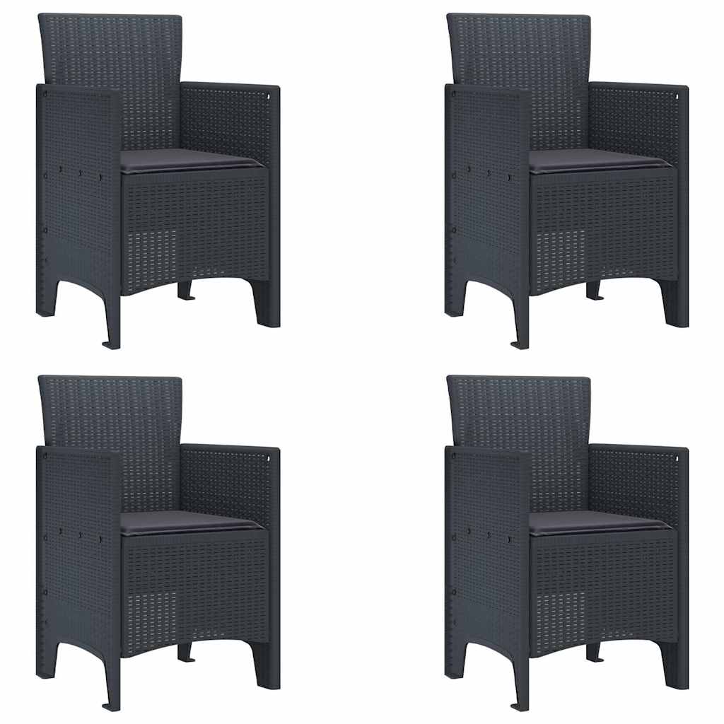 Garden Dining Set 5 pcs Anthracite Polt rattan