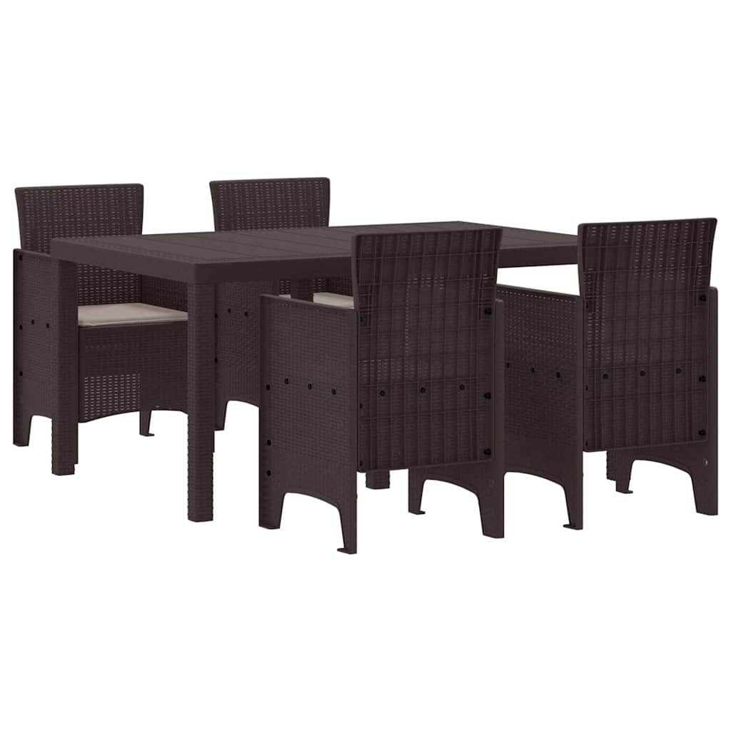 Garden Dining Set 5 pcs Brown Polt rattan