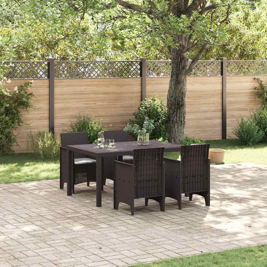 Garden Dining Set 5 pcs Brown Polt rattan
