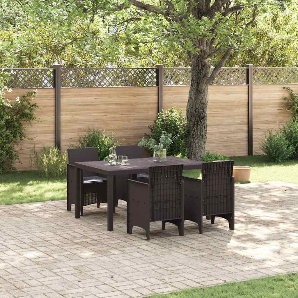 Garden Dining Set 5 pcs Brown Polt rattan