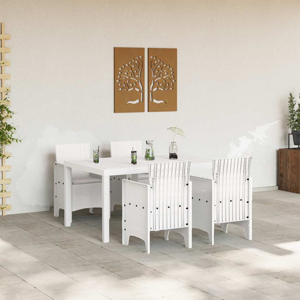 Garden Dining Set 5 pcs White Polt rattan