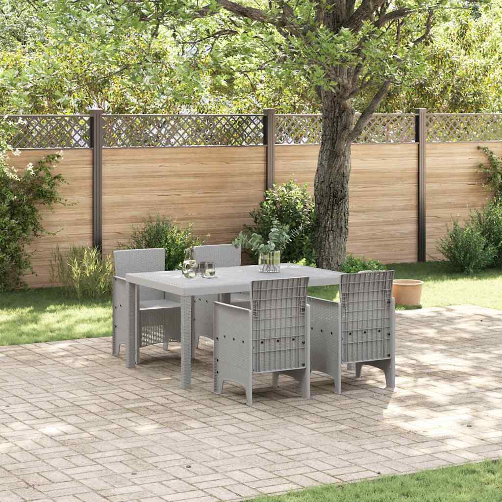 Garden Dining Set 5 pcs Light Grey Polt rattan
