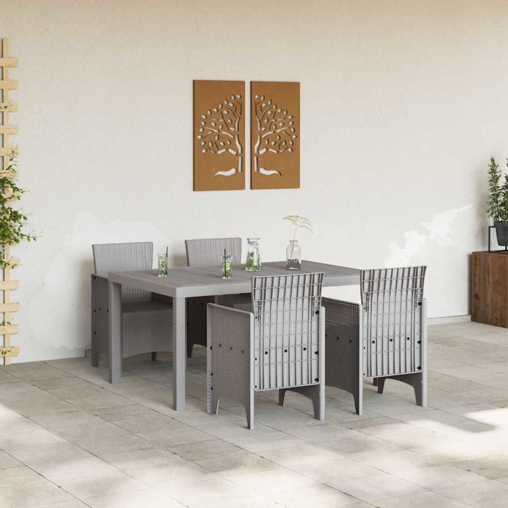 Garden Dining Set 5 pcs Light Grey Polt rattan