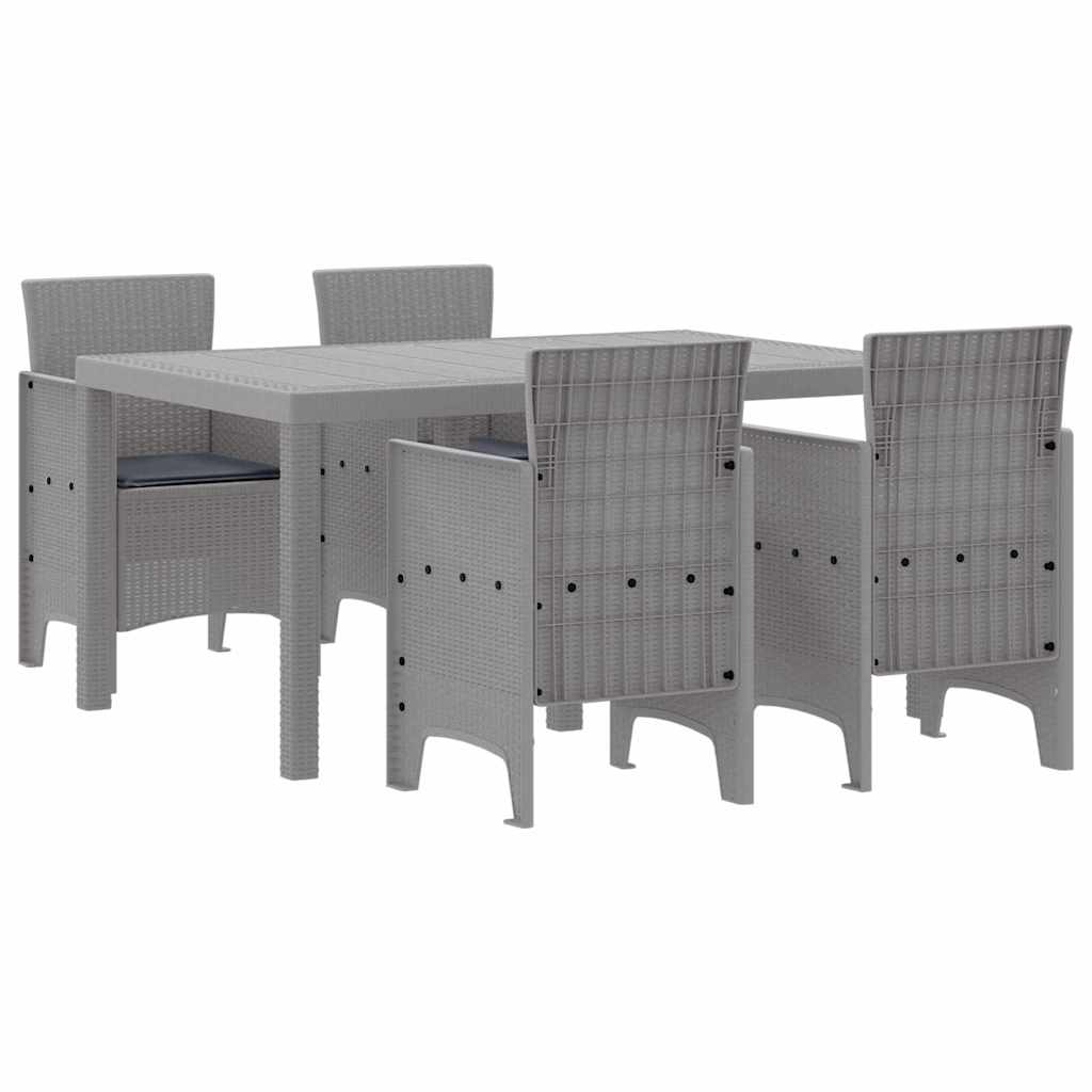 Garden Dining Set 5 pcs Light Grey Polt rattan