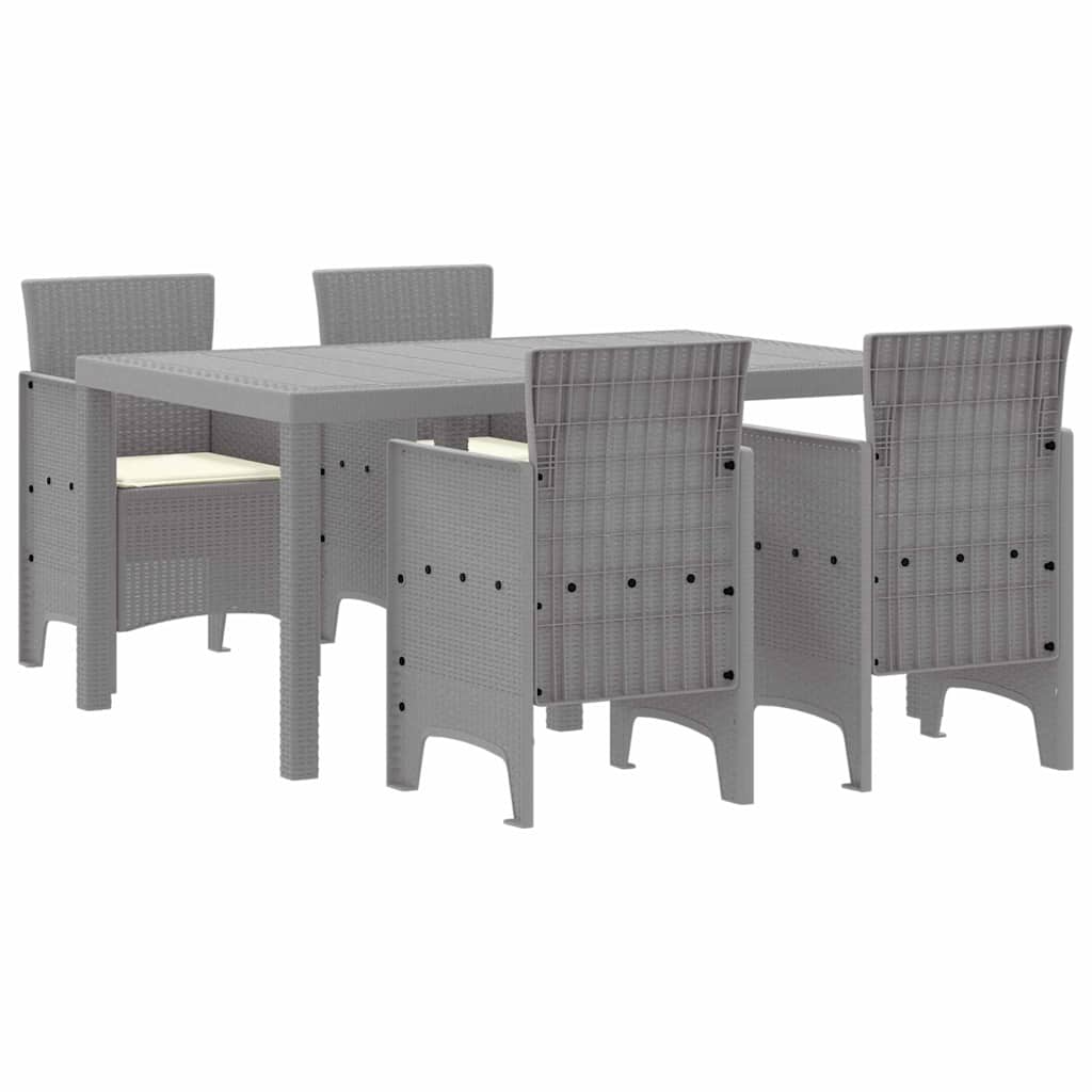 Garden Dining Set 5 pcs Light Grey Polt rattan