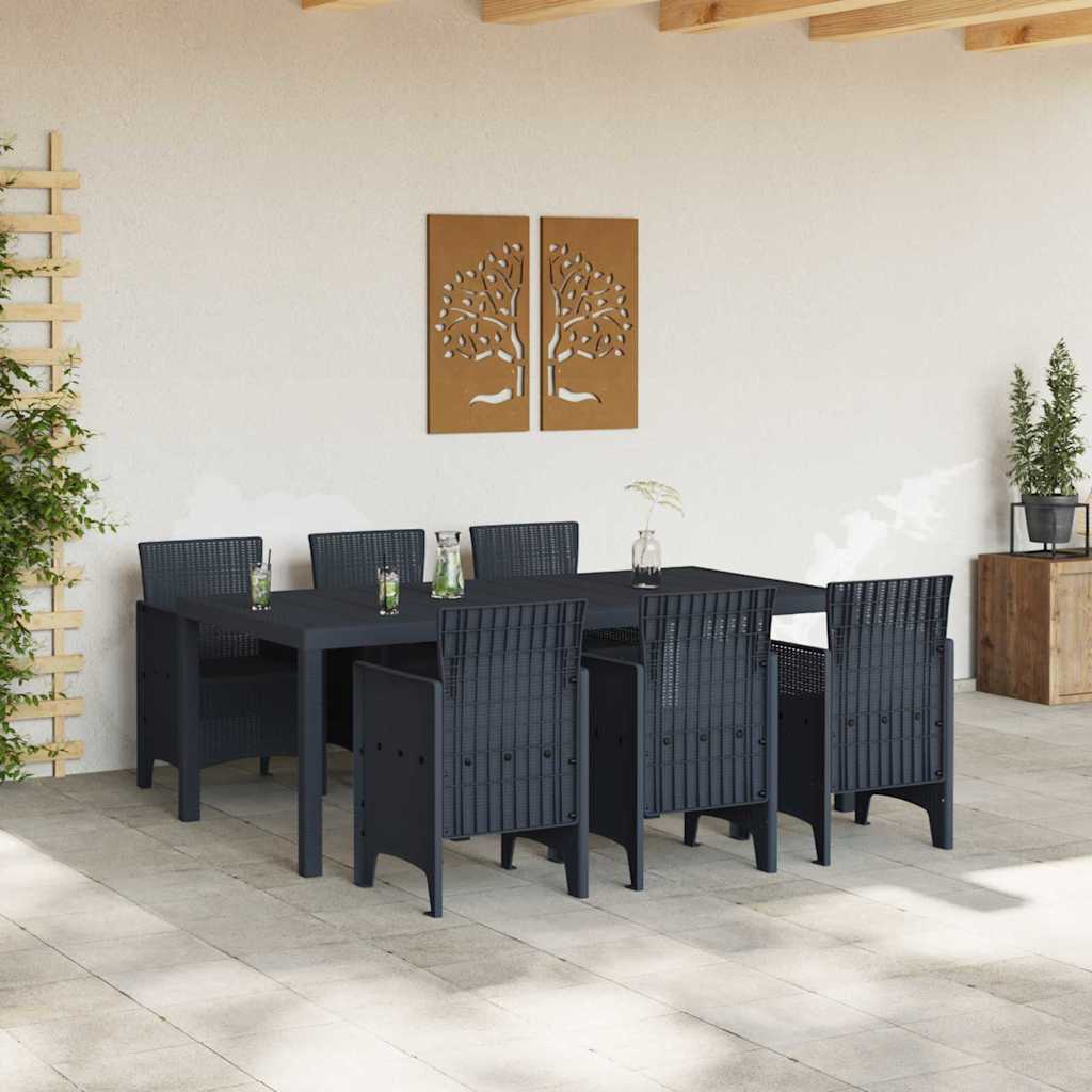 Garden Dining Set 7 pcs Anthracite Polt rattan