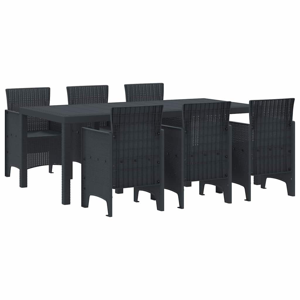 Garden Dining Set 7 pcs Anthracite Polt rattan