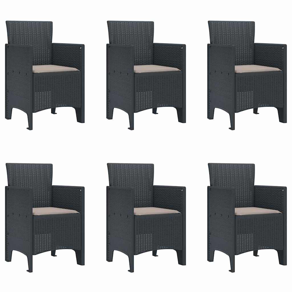 Garden Dining Set 7 pcs Anthracite Polt rattan