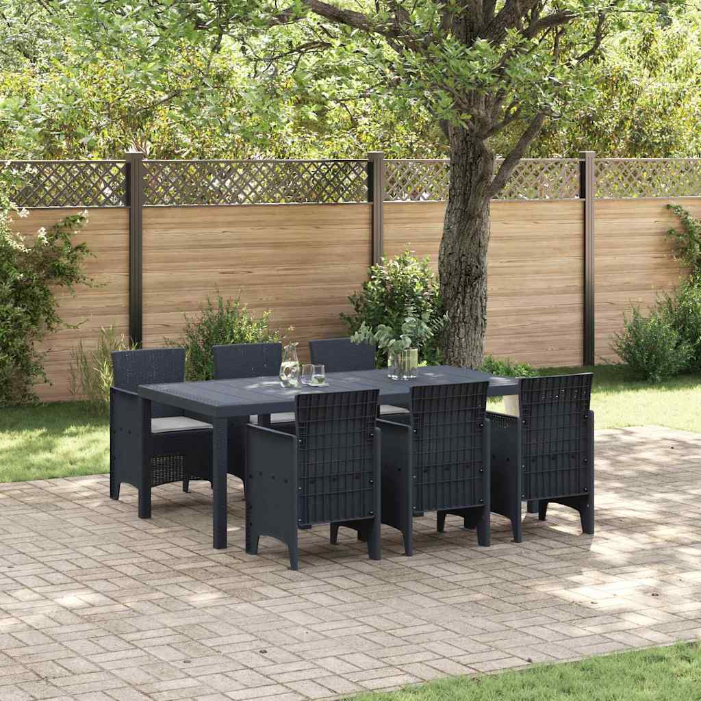 Garden Dining Set 7 pcs Anthracite Polt rattan
