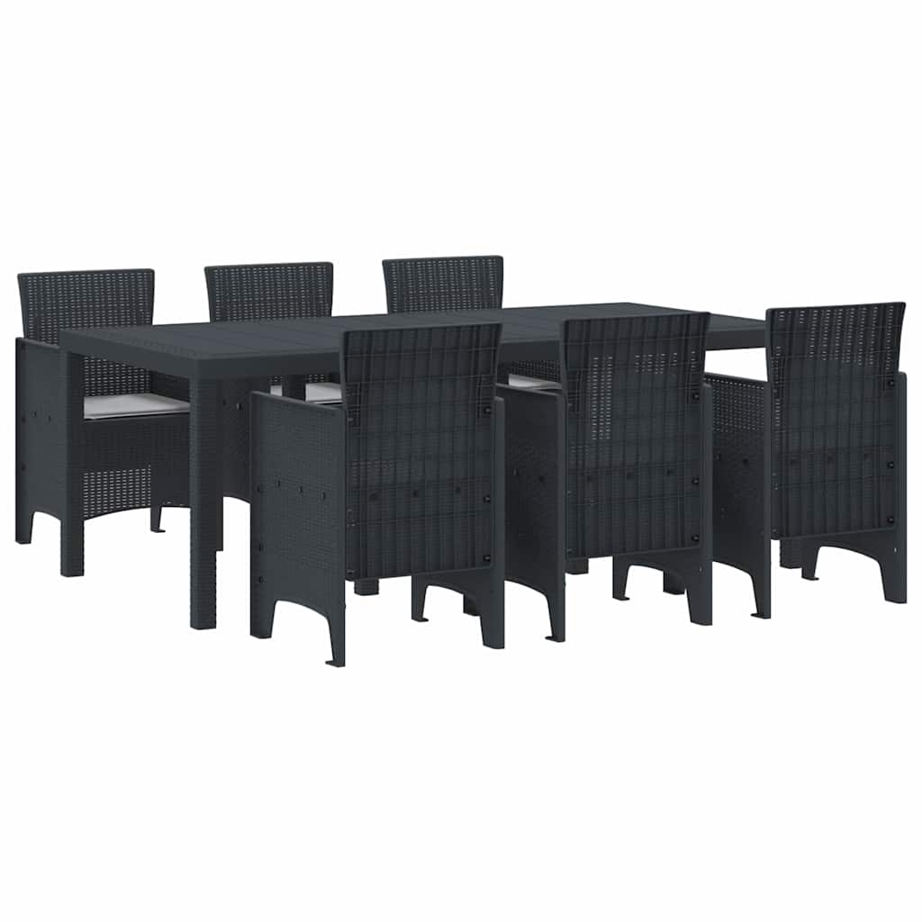 Garden Dining Set 7 pcs Anthracite Polt rattan
