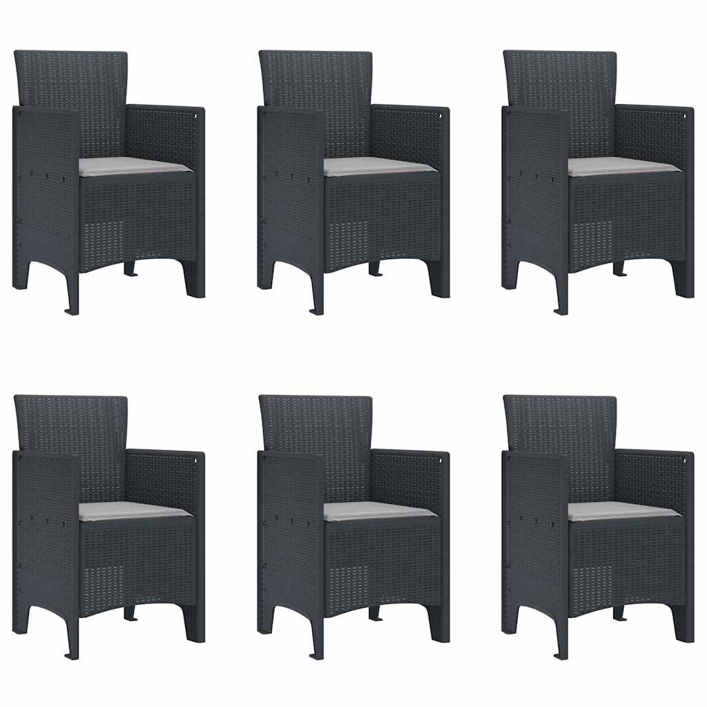 Garden Dining Set 7 pcs Anthracite Polt rattan