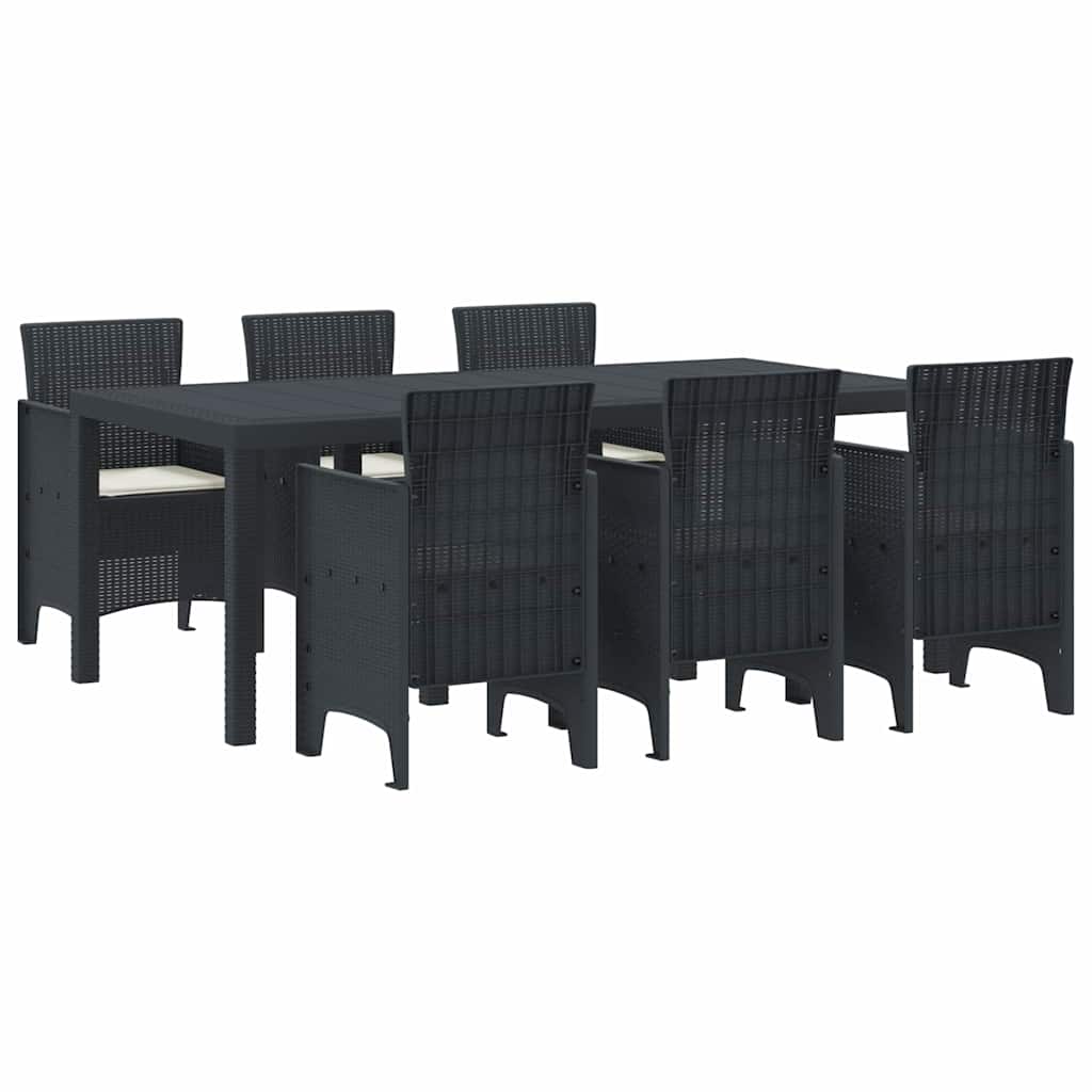 Garden Dining Set 7 pcs Anthracite Polt rattan