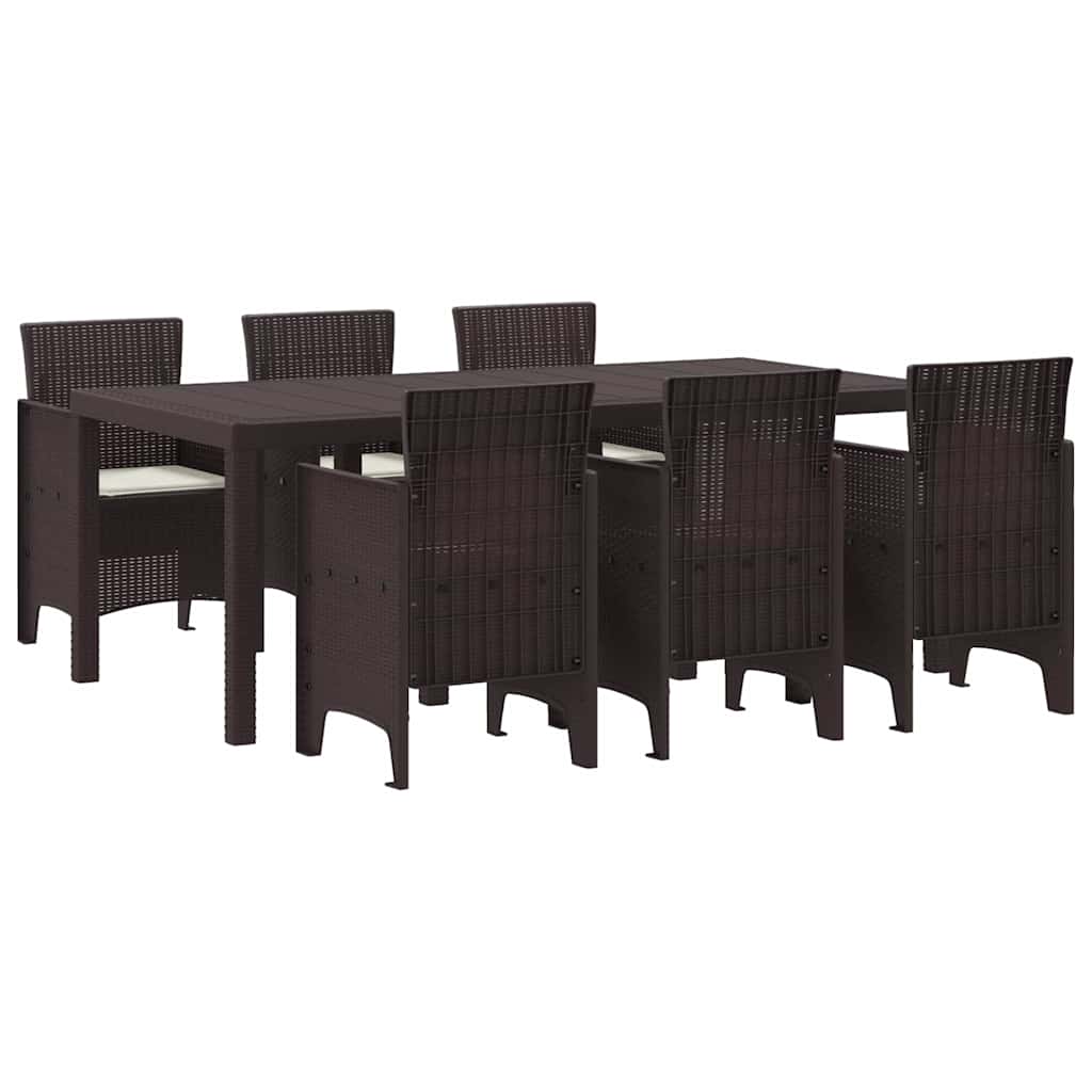 Garden Dining Set 7 pcs Brown Polt rattan
