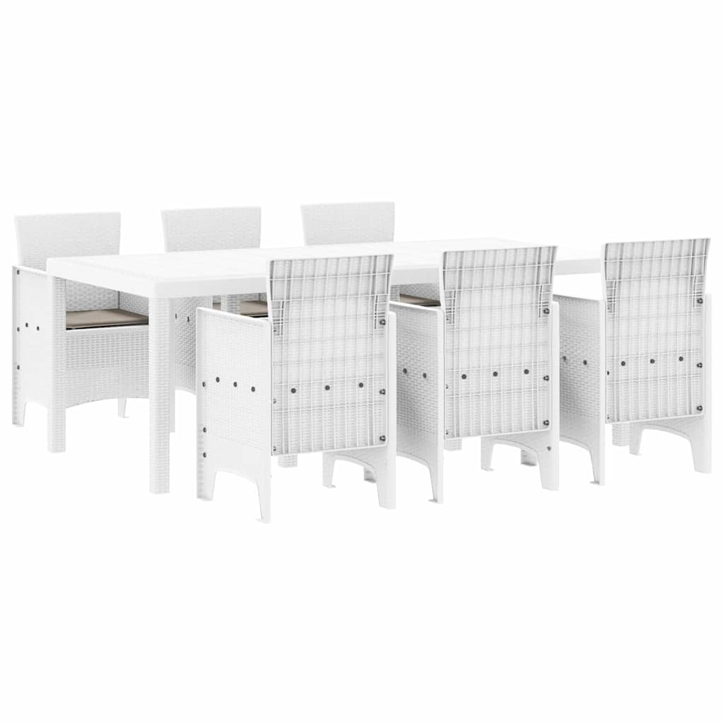 Garden Dining Set 7 pcs White Polt rattan