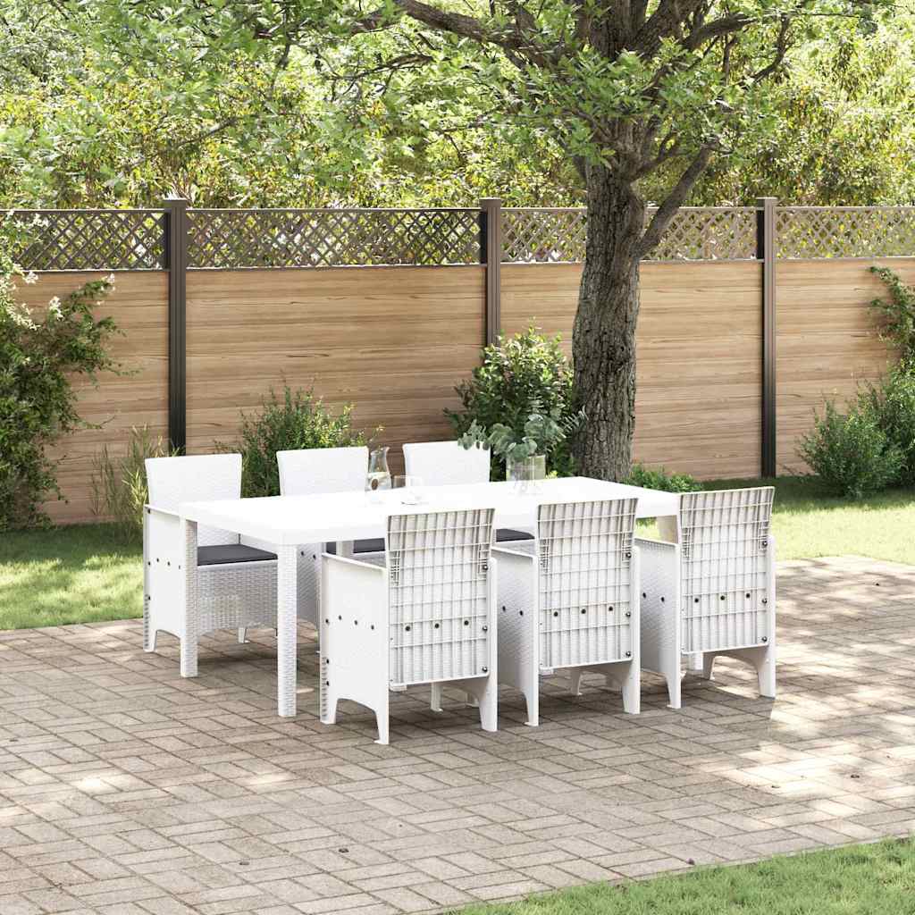 Garden Dining Set 7 pcs White Polt rattan