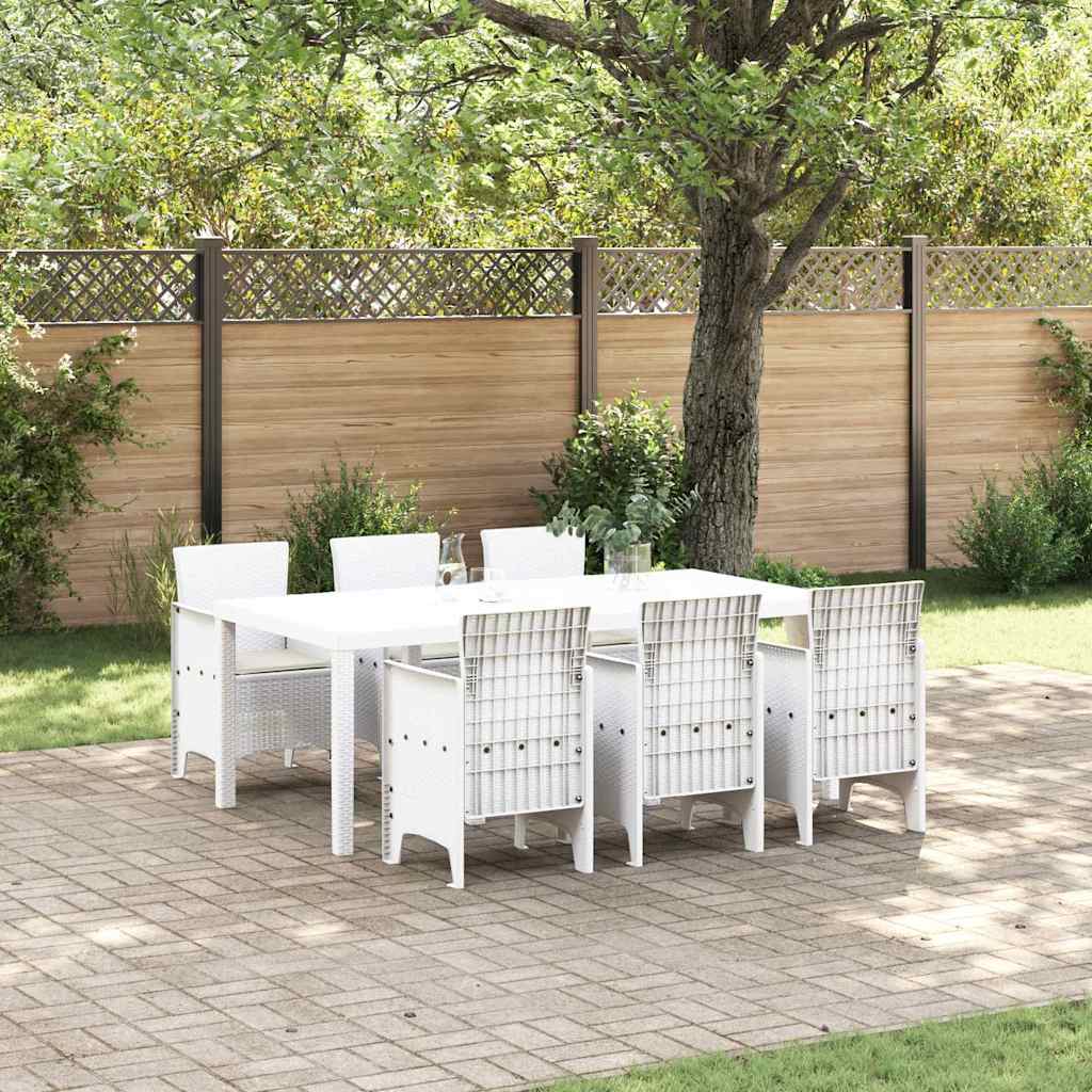 Garden Dining Set 7 pcs White Polt rattan