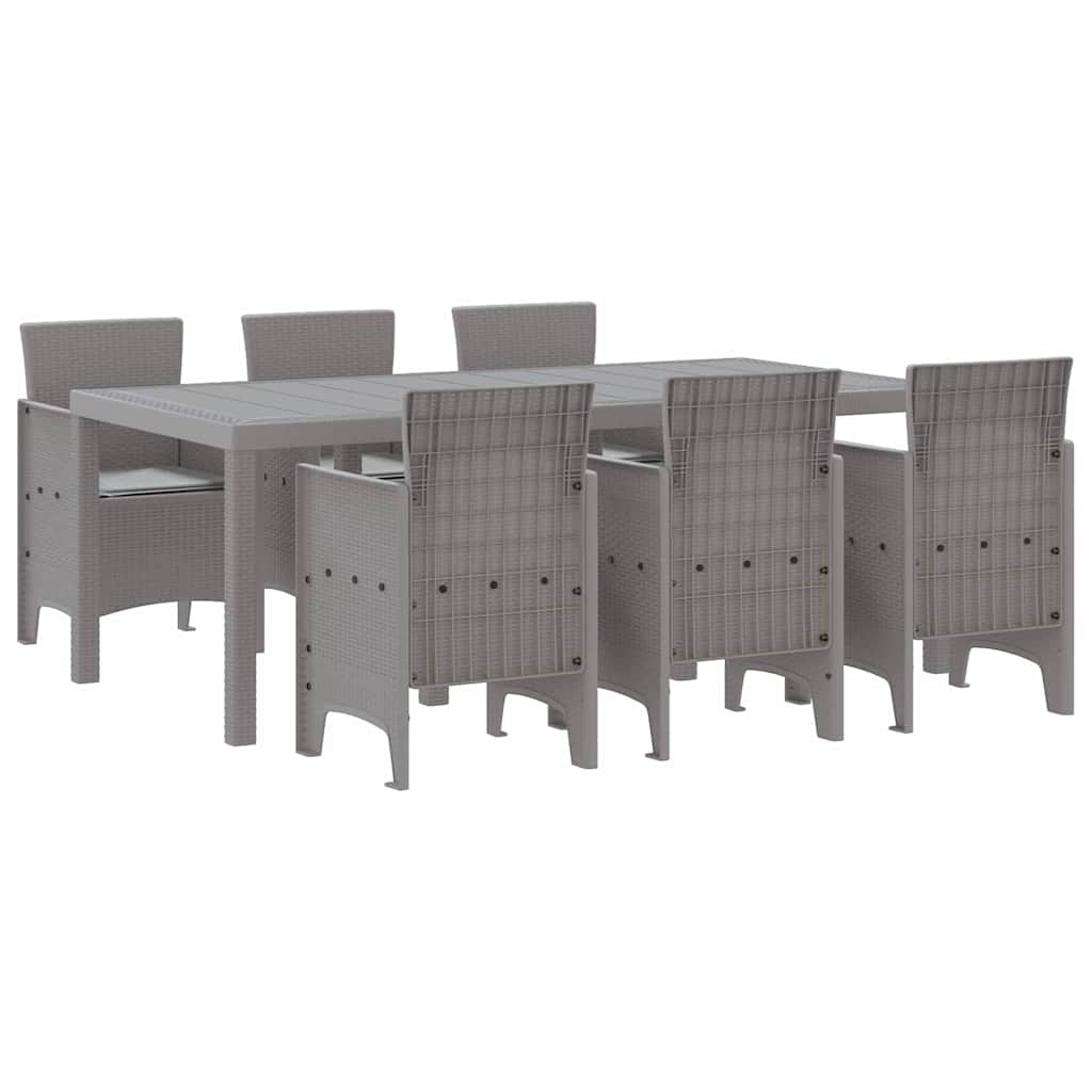 Garden Dining Set 7 pcs Light Grey Polt rattan