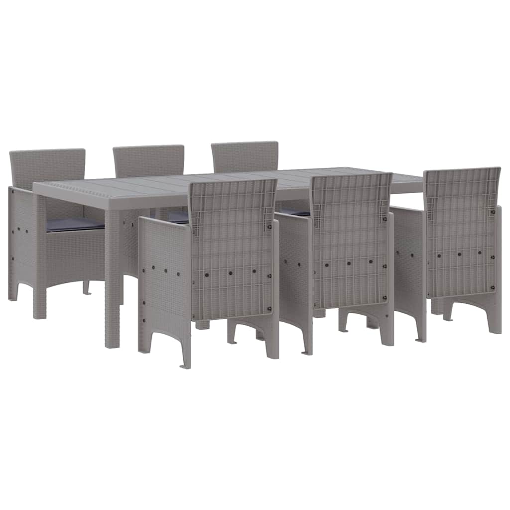 Garden Dining Set 7 pcs Light Grey Polt rattan