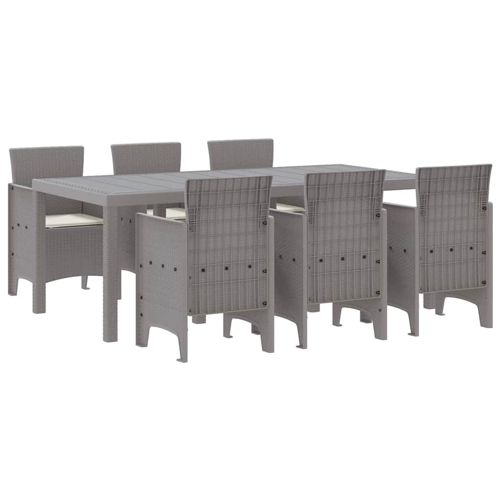 Garden Dining Set 7 pcs Light Grey Polt rattan