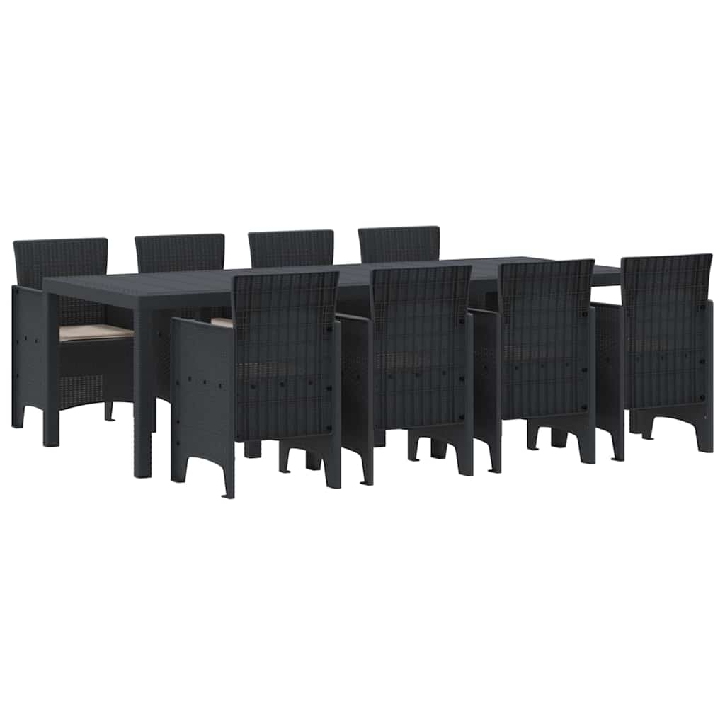 Garden Dining Set 9 pcs Anthracite Polt rattan